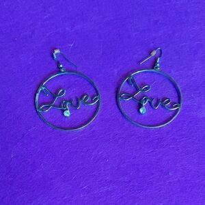Silver Love Hoop Earrings